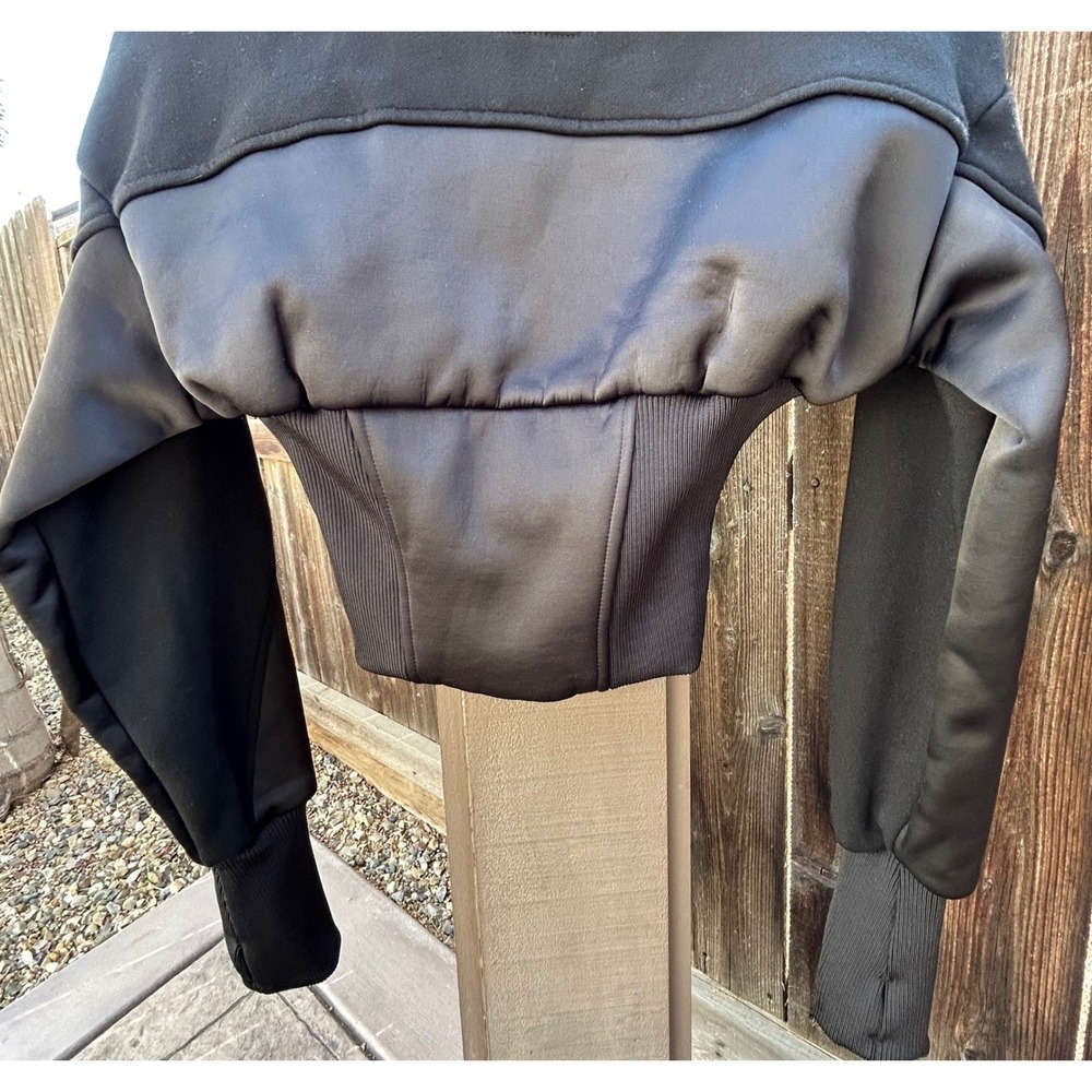 Manière De Voir Brune Corset Zip Hoodie Womens US 2 Black Satin NWT - Picture 12 of 16